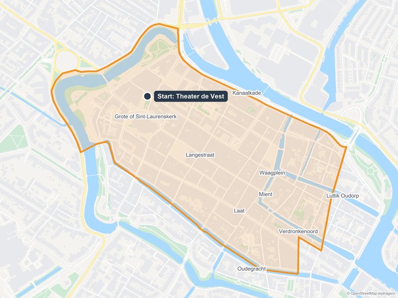 Kaart van het speelveld van The Hunt in Alkmaar