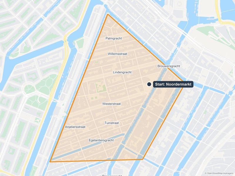 Kaart van het speelveld van The Hunt in Amsterdam