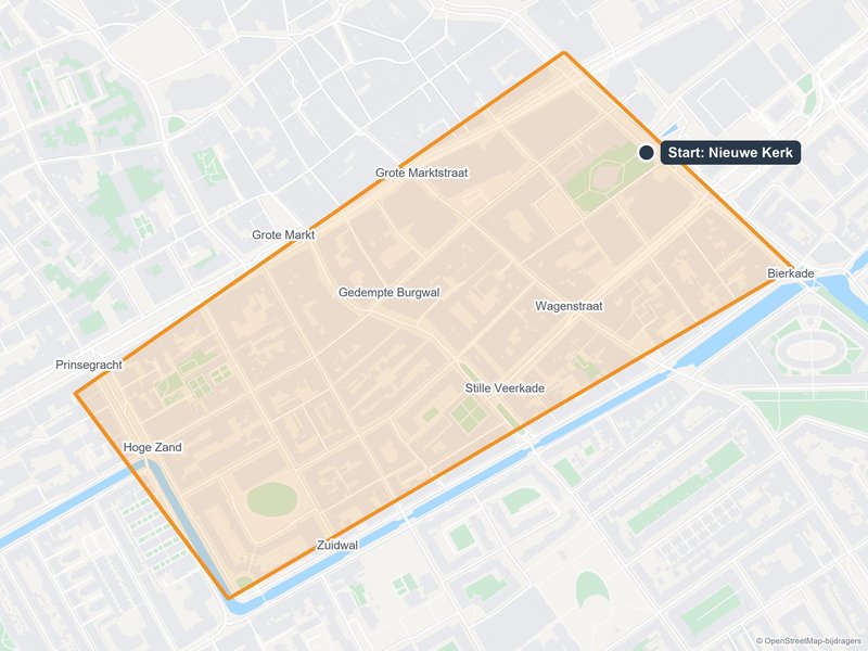 Kaart van het speelveld van The Hunt in Den Haag