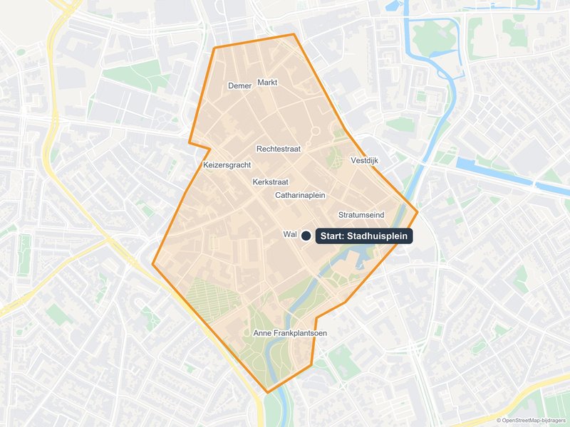 Kaart van het speelveld van The Hunt in Eindhoven
