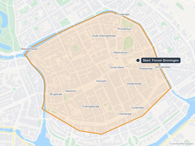 Kaart van het speelveld van The Hunt in Groningen