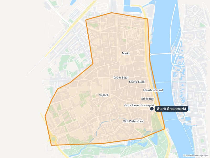 Kaart van het speelveld van The Hunt in Maastricht