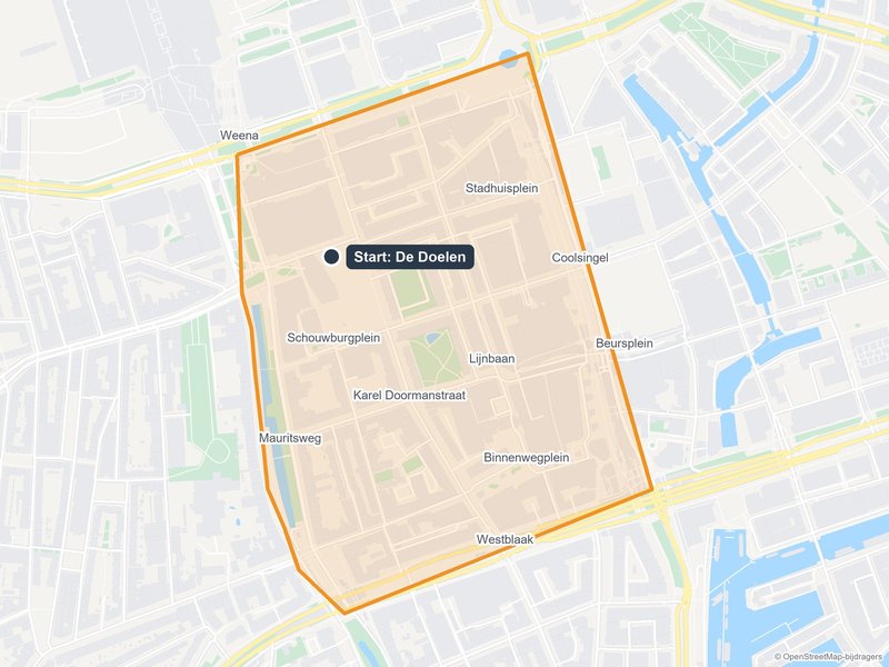 Kaart van het speelveld van The Hunt in Rotterdam