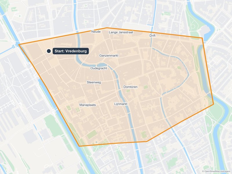 Kaart van het speelveld van The Hunt in Utrecht