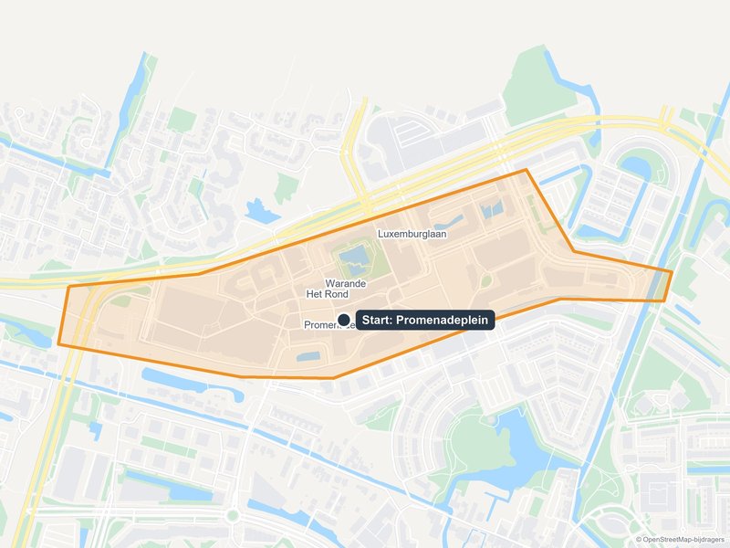 Kaart van het speelveld van The Hunt in Zoetermeer